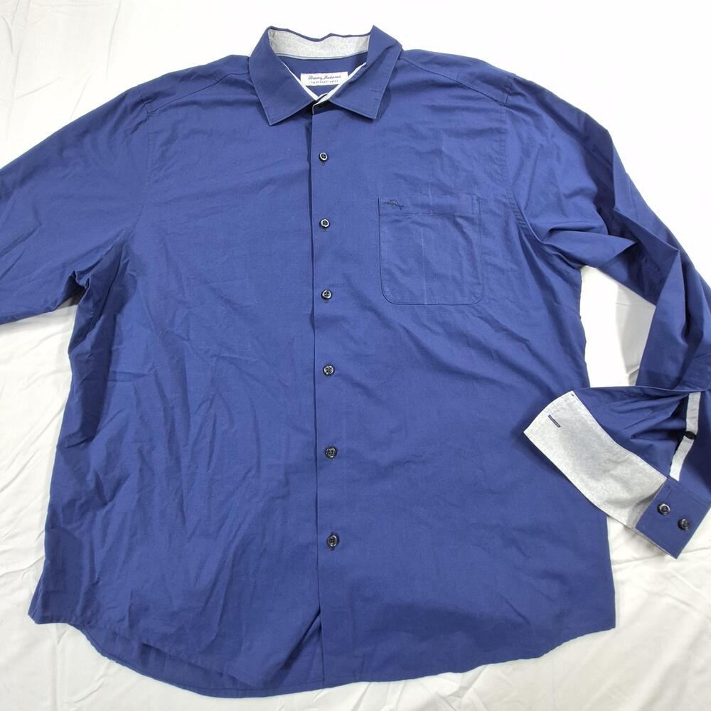 Tommy Bahama Shirt Mens XL Blue Newport Coast Pima Cotton Long Sleeve Button Up